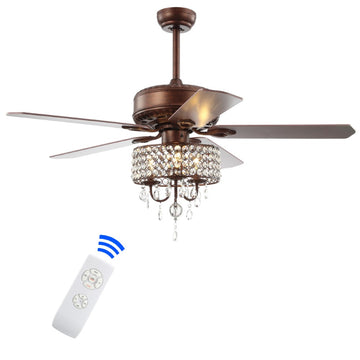 Becky 52" Crystal LED Chandelier Fan With Remote - JONATHAN Y